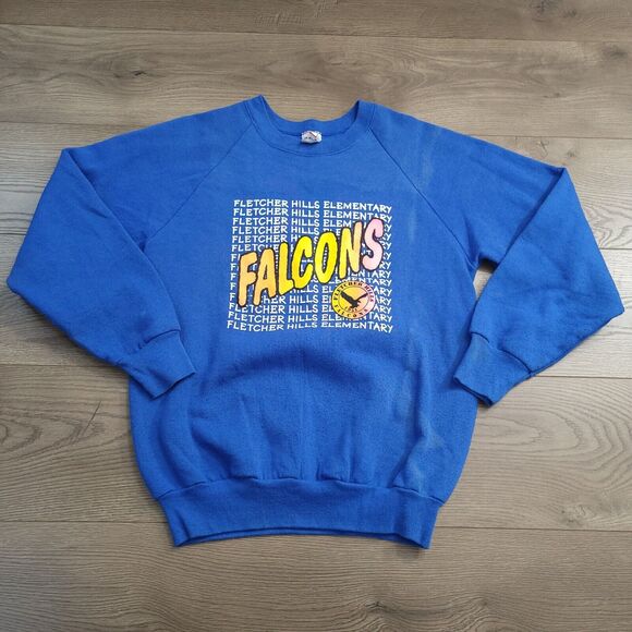 Vintage Fruit of the Loom Sweatshirt Adult Medium Blue Fletcher Hills Elementary - Picture 1 of 8
